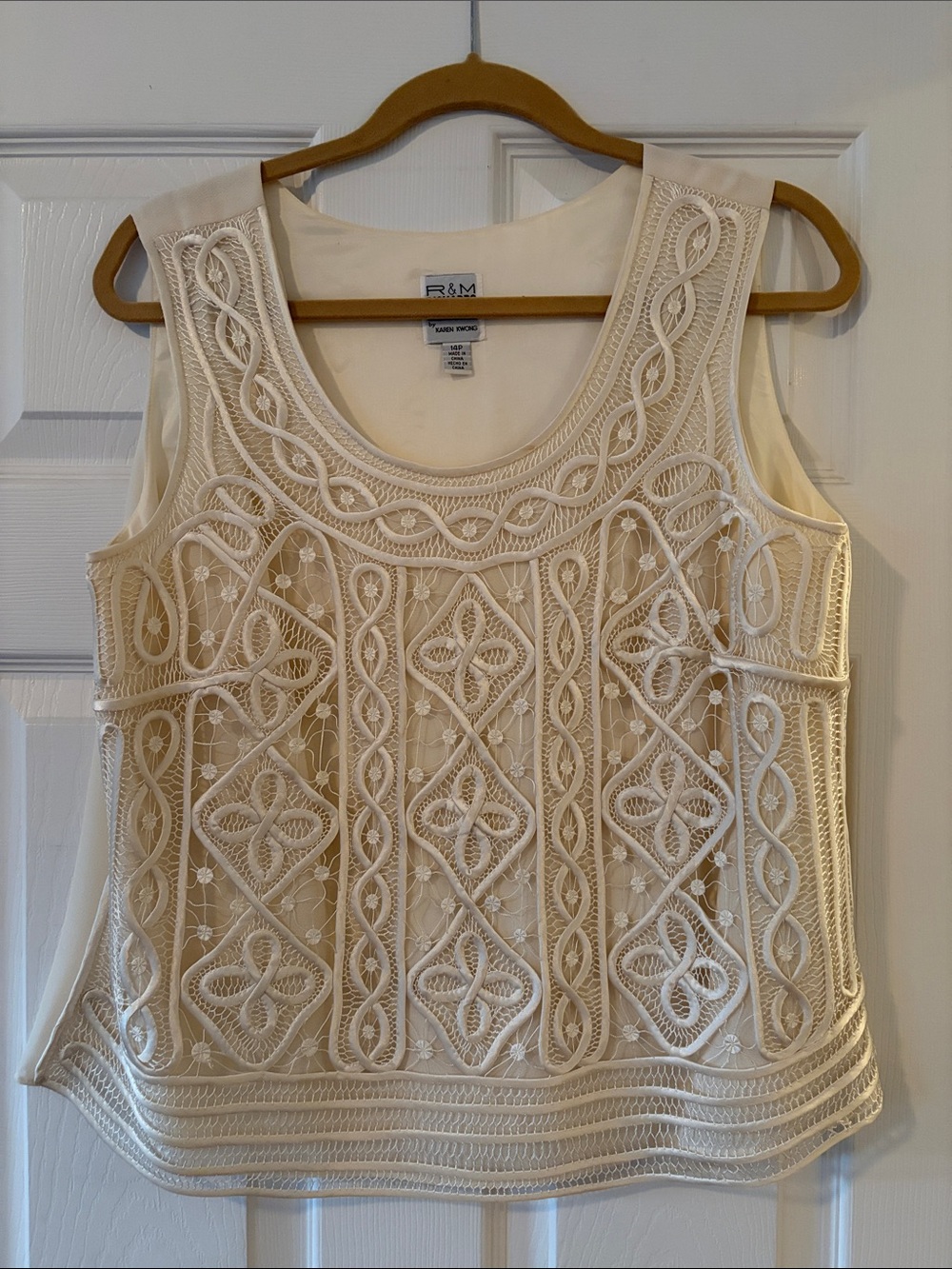 R&M Richards Cream Crochet Overlay Camisole